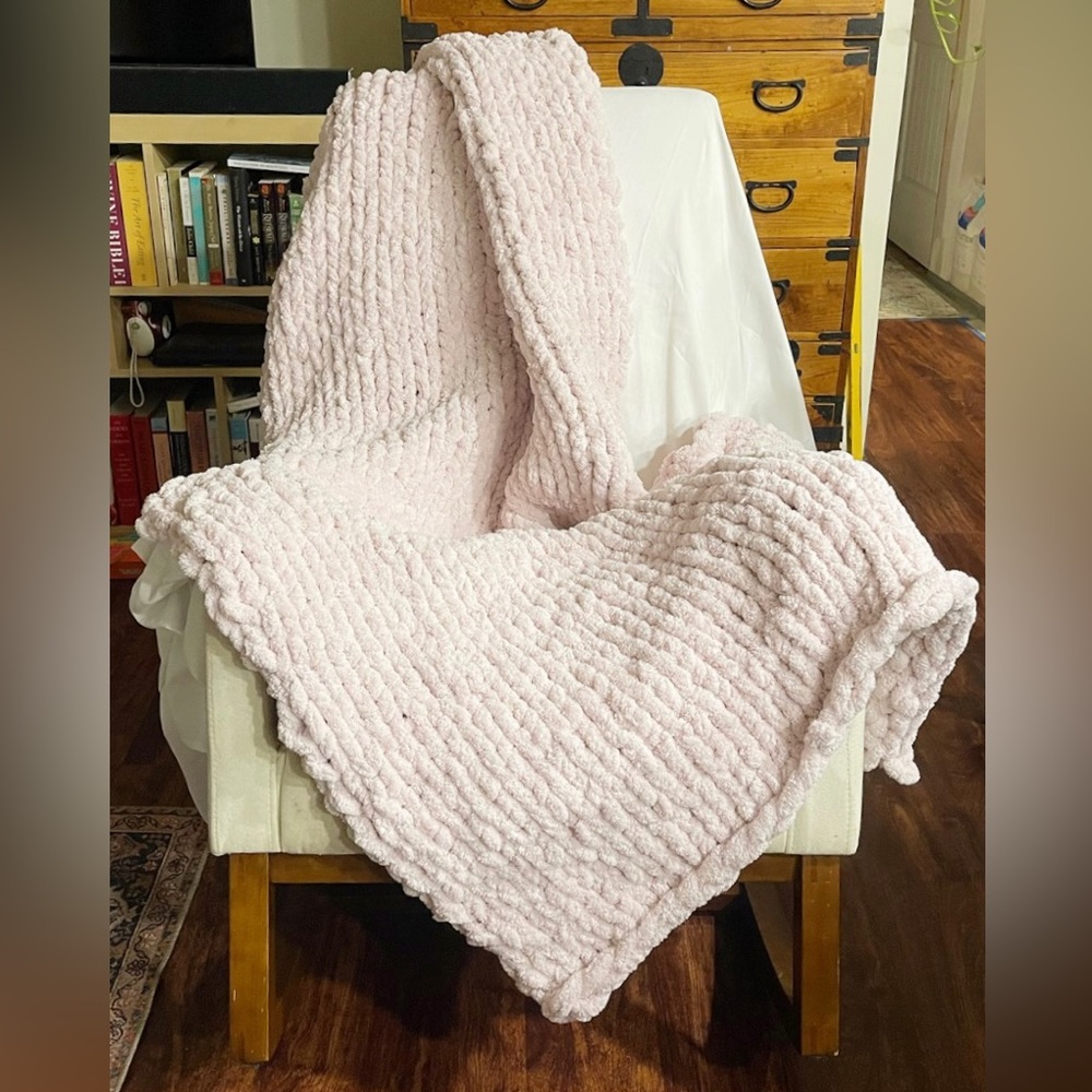 Large chunky knit chenille blankets